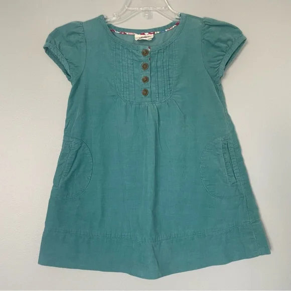 Mini Boden Teal Corduroy Cap Sleeve Dress - Picture 5 of 10